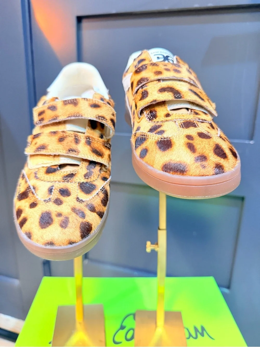 Sam Edelman Talia Leopard Calf Hair Velcro Sneakers